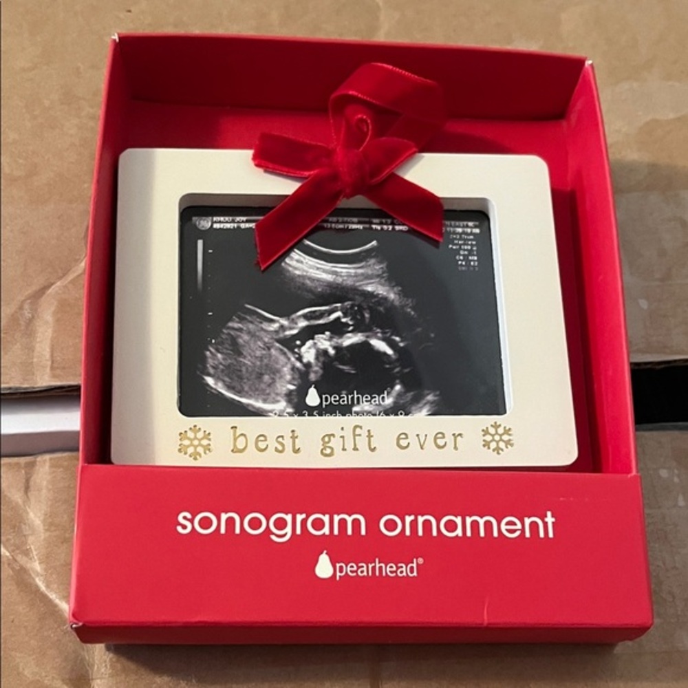 Sonogram Ornament - Red and White